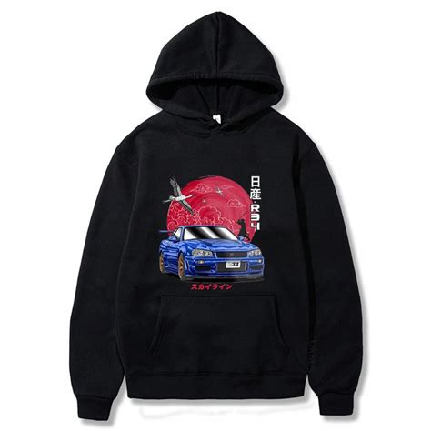 Bluzy Anime Initial D męska dla JDM Car Skyline GT R R34 japońska moda