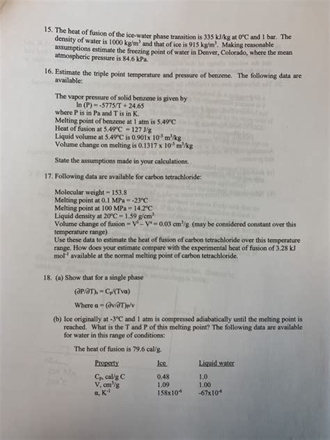 Solved 15 The Heat Of Fusion Of The Ice The Heat Of Fusion Chegg