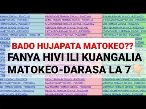 Angalia Hapa Matokeo Ya Darasa La Saba Youtube