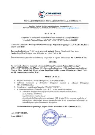 Decizie An Copyright Convocare Adunarea Generala Pdf