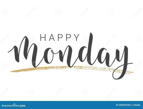 Handwritten Lettering Of Happy Monday Vector Illustration Stock Vector