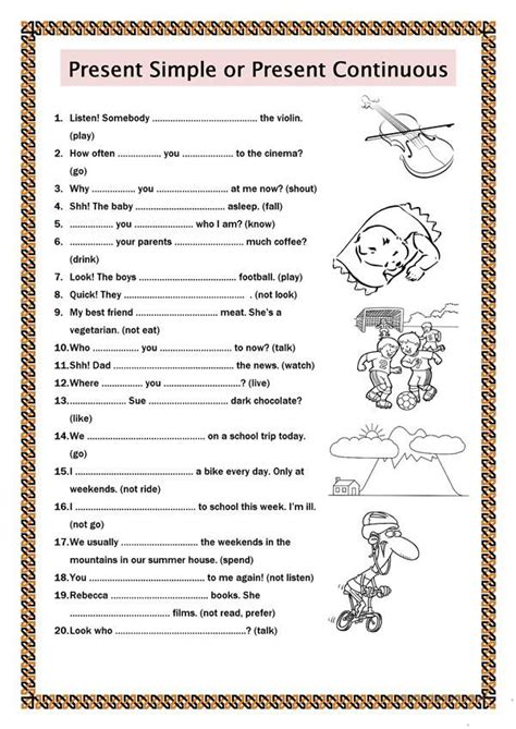 Present Simple Or Present Continuous English Esl Worksheets Present Continuous Worksheet