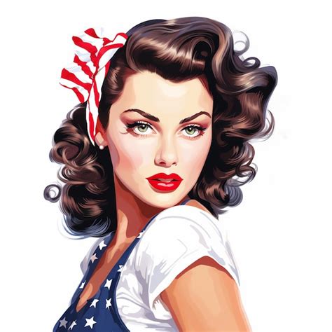 Bella chica pin up americana mujer mujer estilo de arte de ilustración