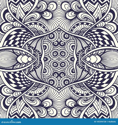 Abstract Handmade Zentangle Seamless Pattern Black On White Stock