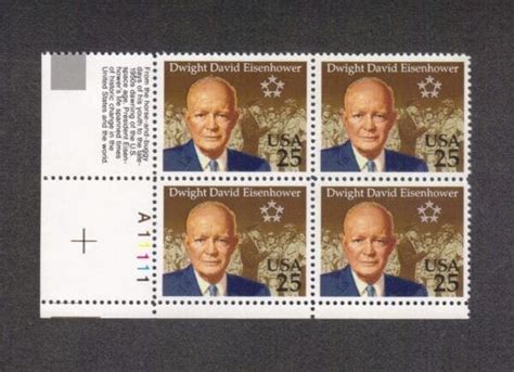 Scott 2513 DWIGHT D EISENHOWER PLATE BLOCK 4 MINT The Stamp Nut