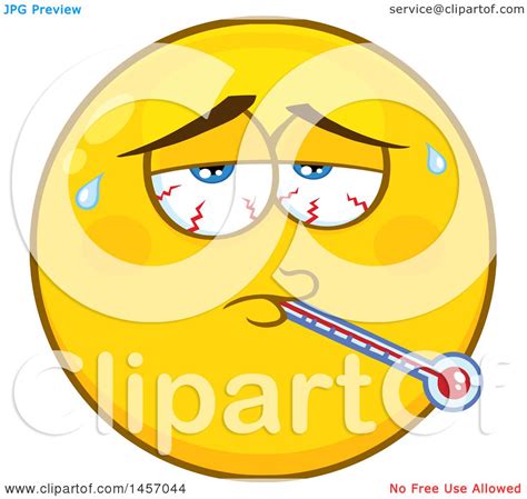 Clipart of a Cartoon Sick Yellow Emoji Smiley Face - Royalty Free ...