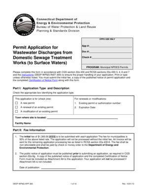 Fillable Online Ct Permit Application For Wastewater Discharges From