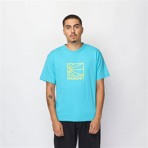 Rassvet Men Big Logo Tee Shirt Knit Blue Milk Store