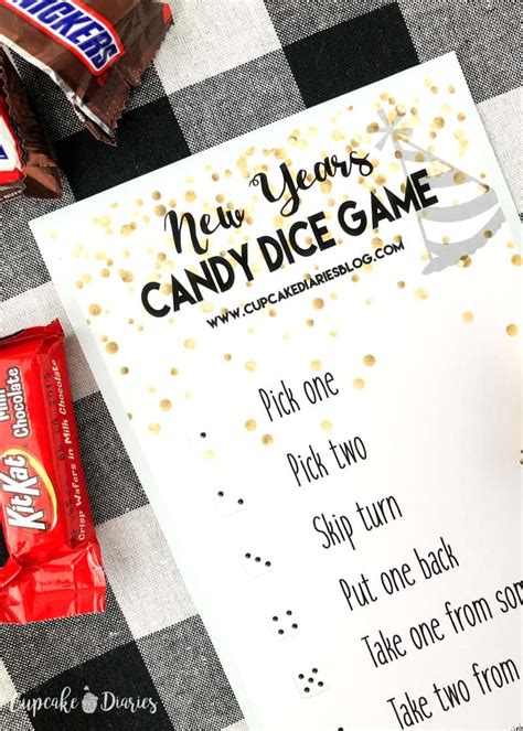 New Years Candy Dice Game Printable Game For Kids Cupcake Diaries