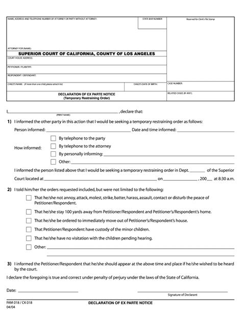 Ex Parte Notice Form Fill Out And Sign Printable Pdf Template