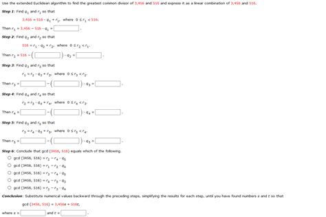 Solved Use The Extended Euclidean Algorithm To Find The