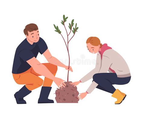 Man Woman Planting Tree Stock Illustrations 1 394 Man Woman Planting