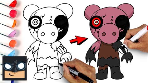 How To Draw Distorted Piggy - Roblox Draw and Color Tutorial