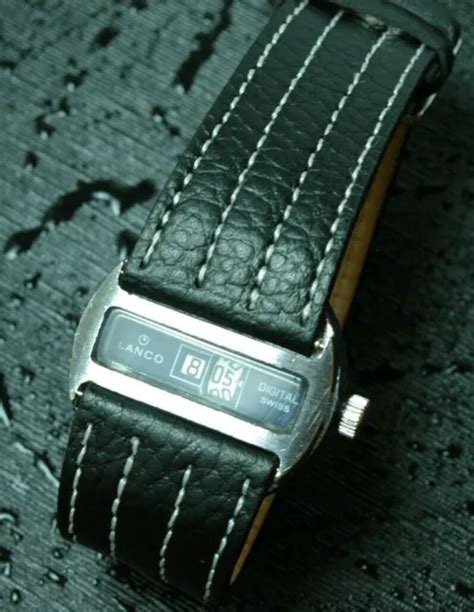 Vintage Lanco Jump Hour Swiss Manual Winding Digital Watch Excellent