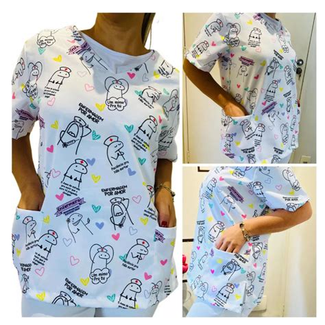 Blusa Feminina Flork Bata Camisa Scrub Pijama Privativo Hospitalar