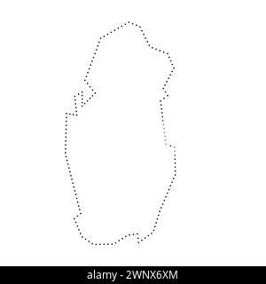 Qatar Country Simplified Map Black Broken Outline Contour On White