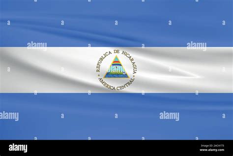 Waving Nicaragua Flag Official Colors And Ratio Correct Nicaragua