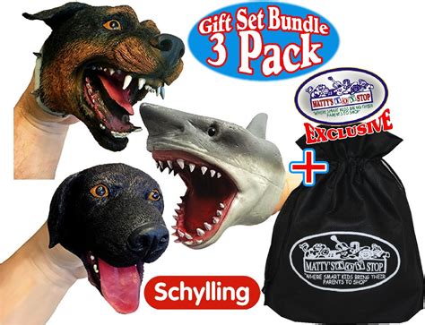 Buy Schylling Shark And Dogs Stretchy Hand Puppets T Set Bundle With