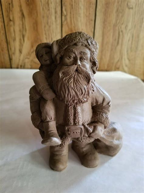 7 John Pleasant 1990 Unfinished Pecan Resin Santa With Etsy