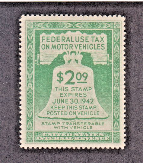 Us Scott Rv Vfxf Motor Vehicle Tax Stamp June Mint Og Nh