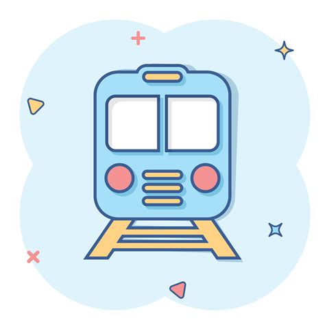 Metro Icon In Comic Style Train Subway Cartoon Vector Illustration On