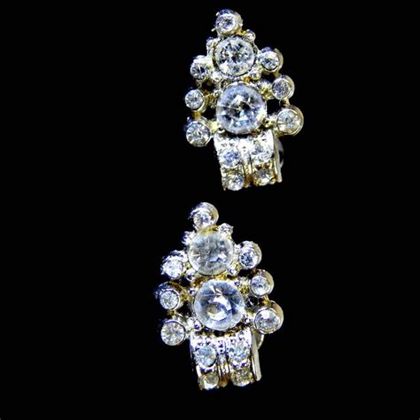 Art Deco Rhinestone Earrings Signed Coro Screw Back Bridal Etsy