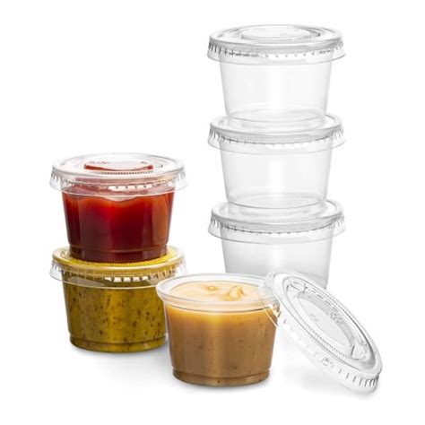 128 Ct Plastic Cups With Lids Disposable Condiment Portion Sauce Snack