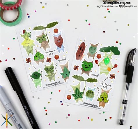 Mini Set Korok Legend Of Zelda Breath Of The Wild Inspired Sticker Sheets Illustration Planner