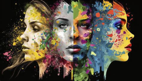 Colorful women face collage. . 22911214 Stock Photo at Vecteezy