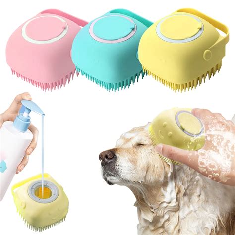 Haustier Dusche Pinsel Silikon Material Hund Bad Massage Haar Reinigung