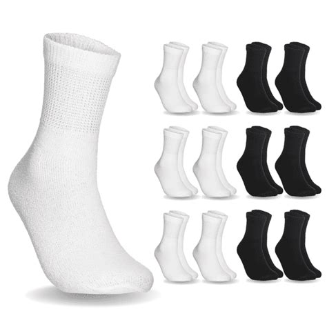 Special Essentials 12 Pairs Men's Black and White Cotton Diabetic Ankle ...