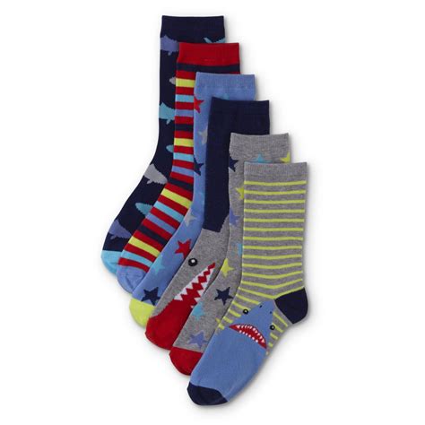 Joe Boxer Boys 6 Pairs Crew Socks Sharks