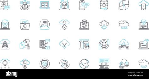 Information Security Linear Icons Set Encryption Firewall Malware