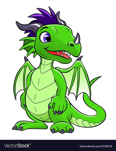 Green Cute Dragon Royalty Free Vector Image Vectorstock Cute