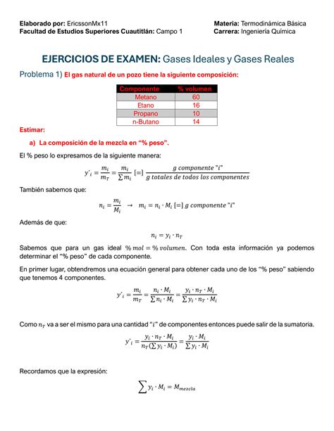 Solution Ejercicios De Examen Gases Ideales Y Reales Studypool