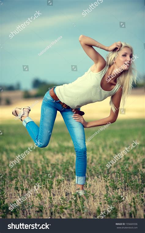 Beautiful Sexy Blonde Girl Posing On Stock Photo Shutterstock