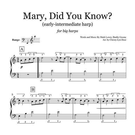 Mary Did You Know Early Intermediate Sheet Music Learning The Harp