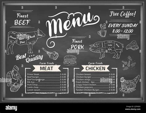 Restaurant Food Menu Design With Chalkboard Background Vector Stock