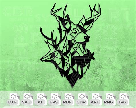 Deer Wall Art Svg Deer Head Dxf Buck Head Png Deer Cut File Deer Antlers Svg Deer Vector