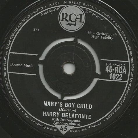 Harry Belafonte – Mary's Boy Child (1958, 4 Prong Centre 2nd pressing ...