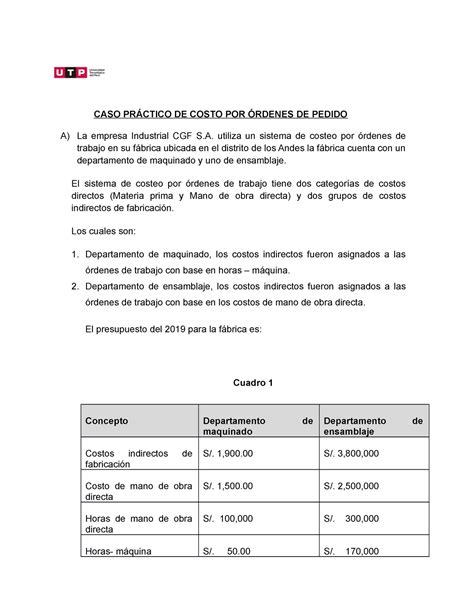 S14 s2 Caso Práctico Costo por Órdenes de Pedido Tarea CASO