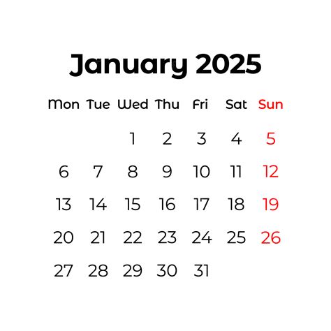 January 2025 Calendar Png Vector Psd And Clipart With Transparent