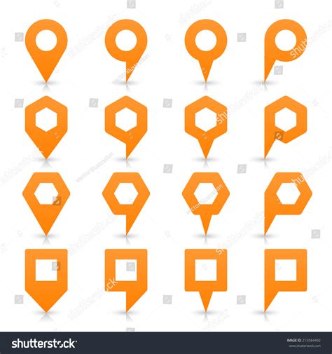 Orange Map Pin Sign Location Icon With Empty Copy Space And Gray Shadow