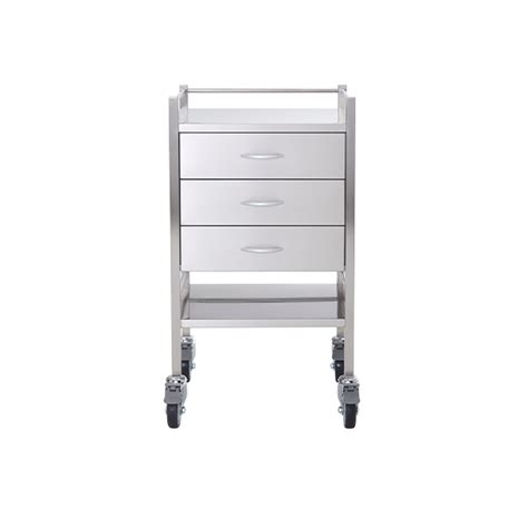 Pacific Medical Stainless Steel Trolley Three Drawer Tobe Healthcare