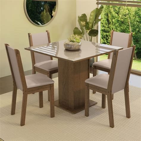 Juego De Comedor Madesa Mesa Con Tablero De Vidrio Sillas Marr N