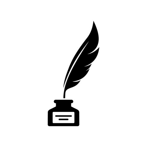 Black Inkwell And Feather Icon Vector Art At Vecteezy