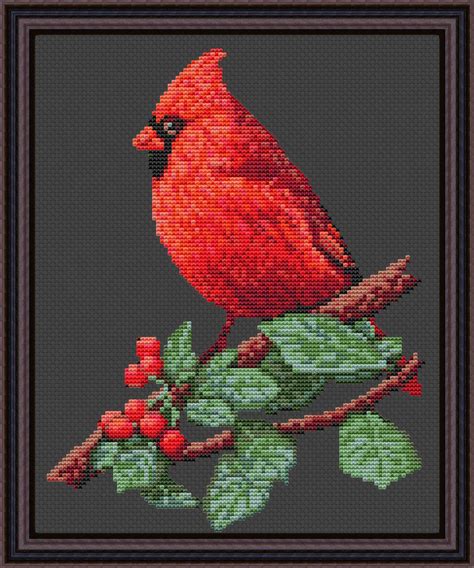 Cardinal Bird Modern Cross Stitch Pattern PDF Northern - Etsy