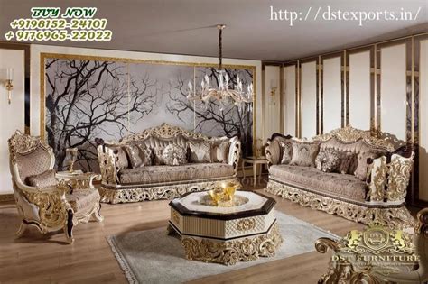 Teak Wood Seater Royal Palace Hand Carved Sofa Set For Living Area At