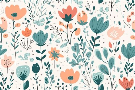 Premium Vector Seamless Floral Pattern With Many Different Flowers