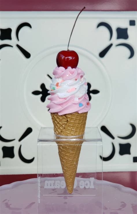 Fake Ice Cream Cone Prop Strawberry And Vanilla Soft Serve Etsy